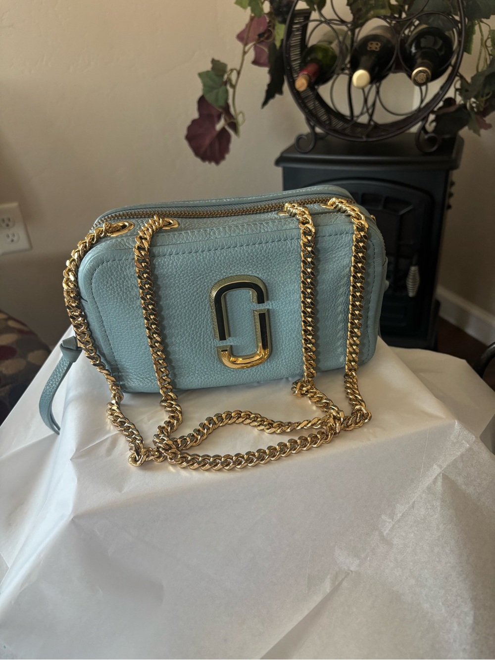 Marc Jacobs Powder Blue Crossbody with Gold Chain